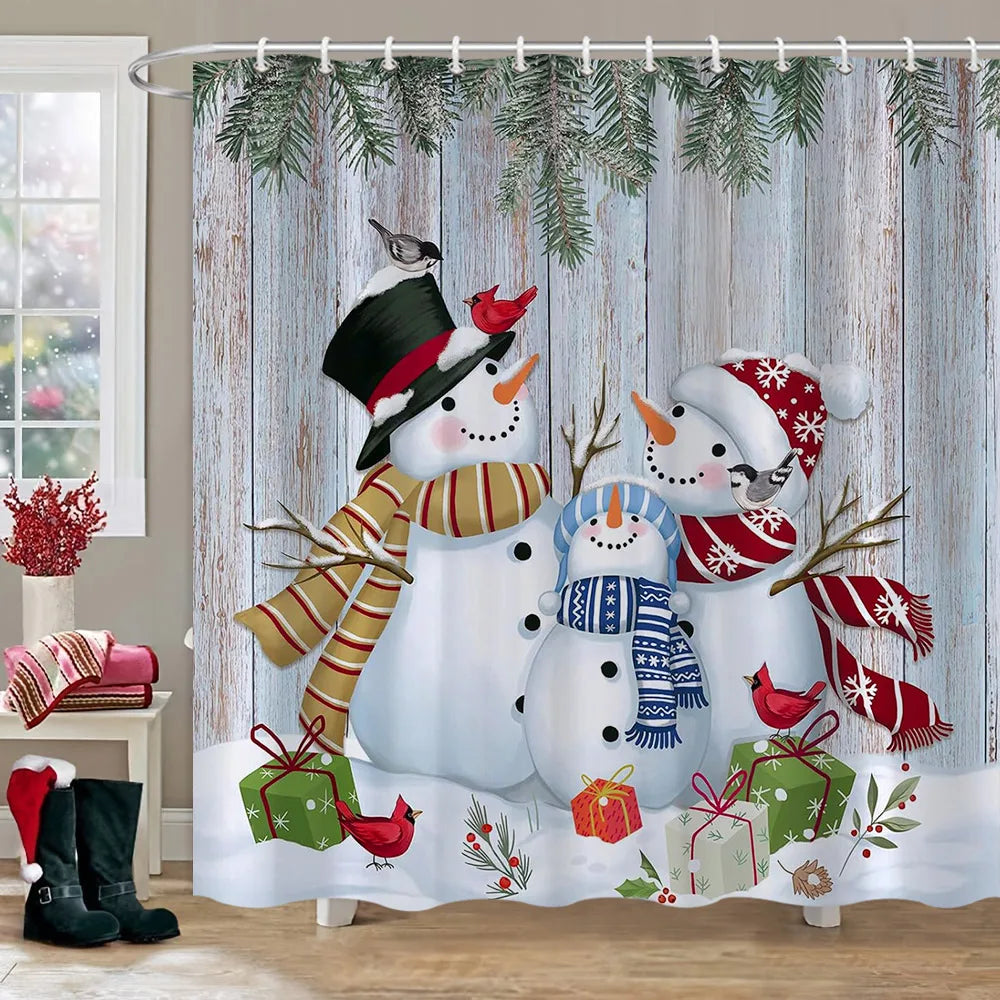 Christmas Bathroom Sets with Shower Curtain Rugs Red Truck in USA.