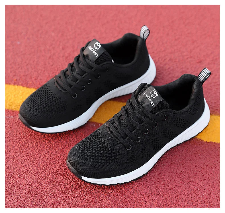 Women Casual Shoes Breathable Walking Mesh Lace Up Flat Shoes in USA