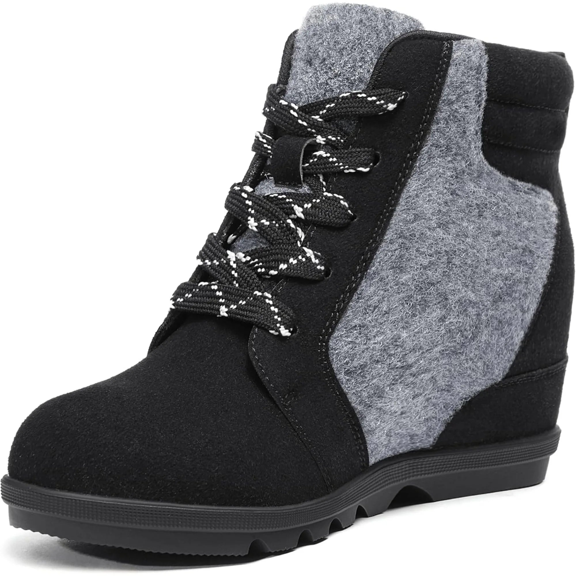 Women’s Lace Up Wedge Ankle Boots Comfortable Suede Hidden Wedge Booti