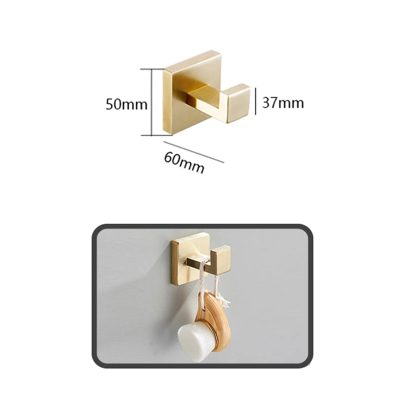 Brushed Gold Hardware Set Bathroom Shelf Towel Bar Rack Robe