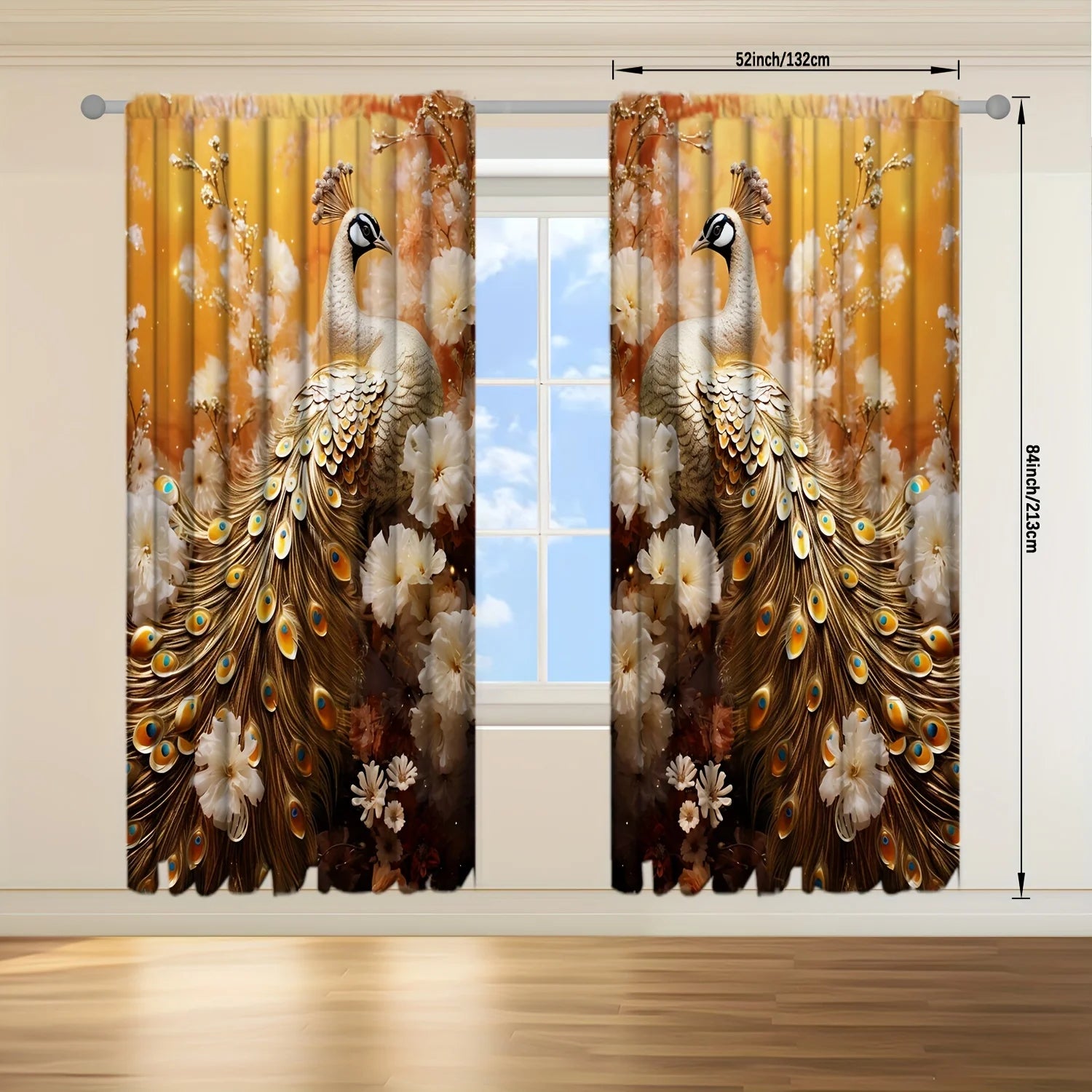 Luxury Style Peacock Printed Curtain Home Decor in USA