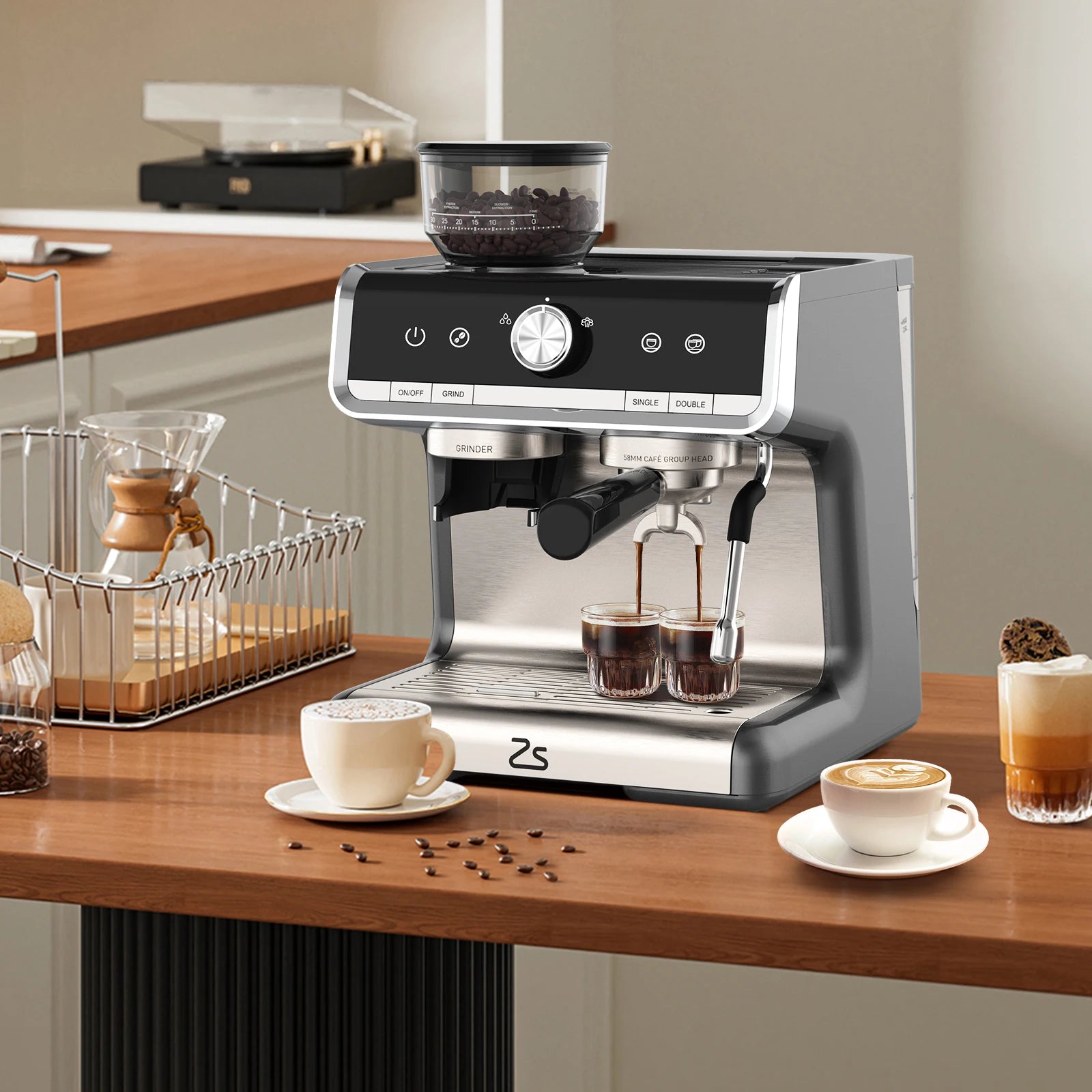 Espresso Coffee Machine, Bar Semi-Automatic,Grinder, IN USA.