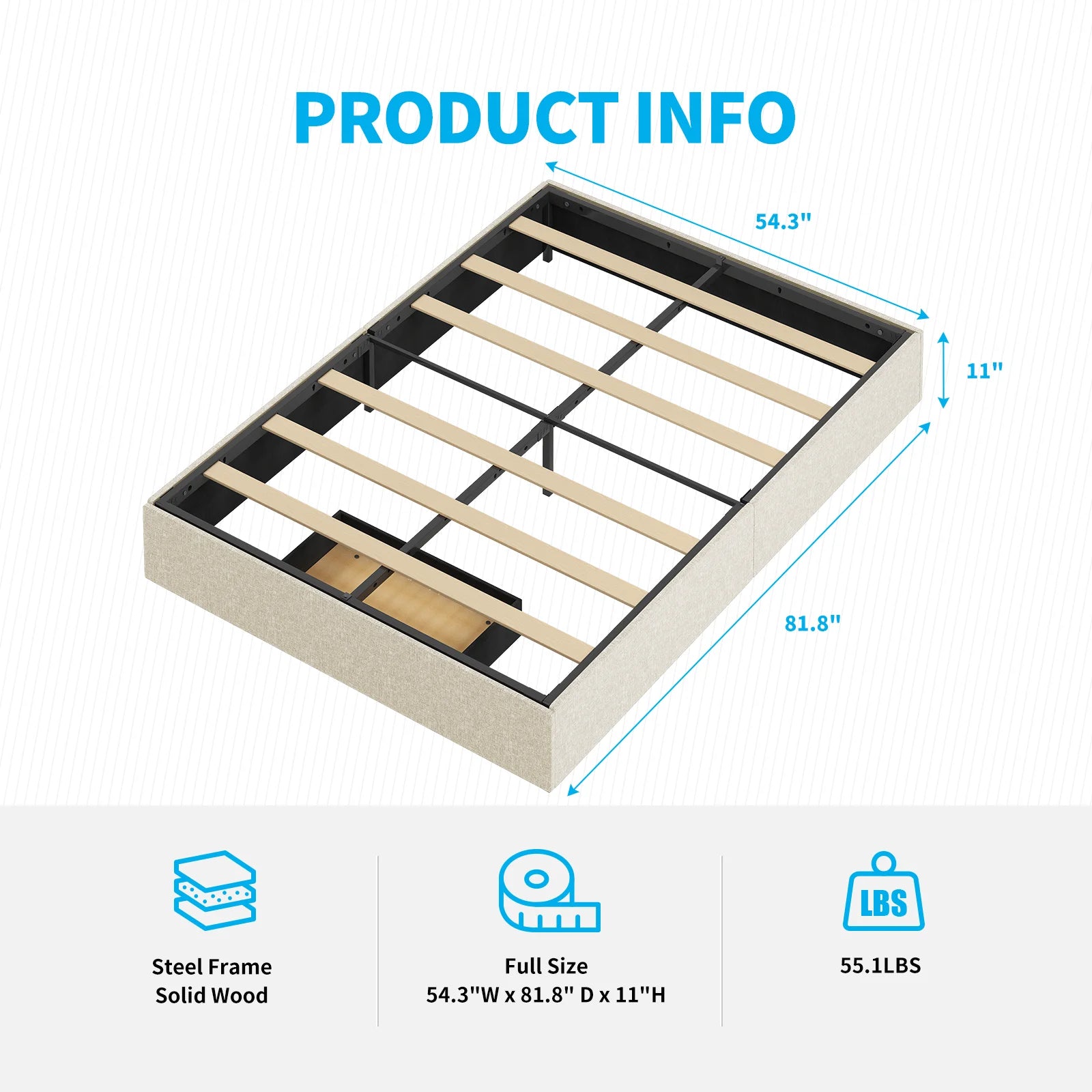 HORGAEO Bed Frame Storage Drawers, Linen Fabric IN USA.