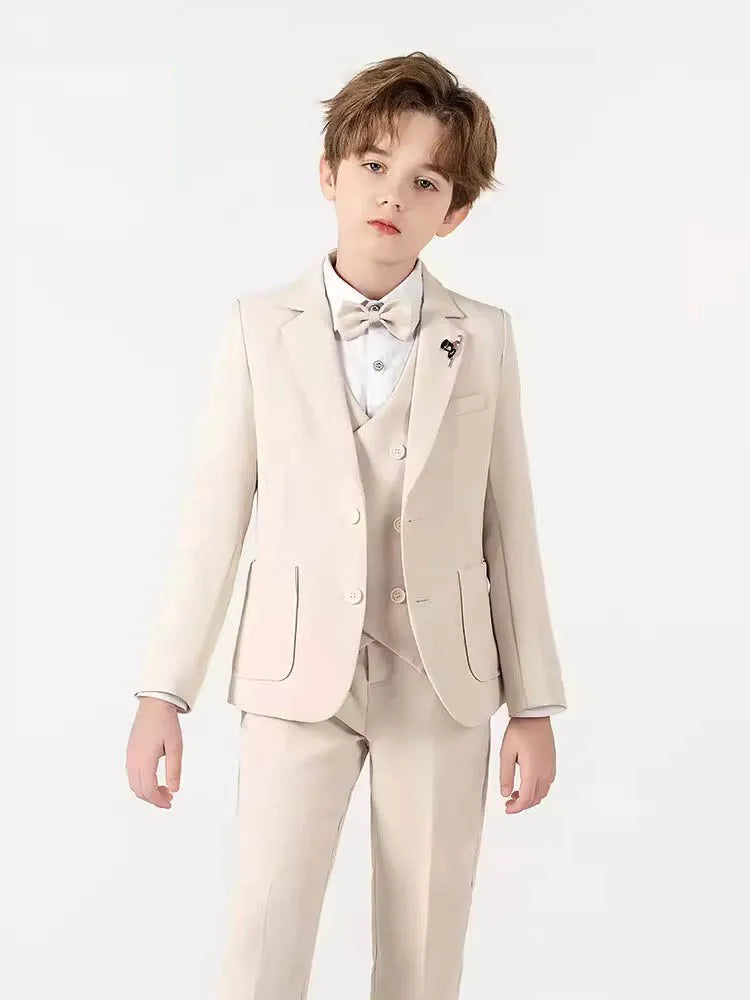 Gentleman Kids Beige Jacket Vest Pants Bowtie Brooch in USA