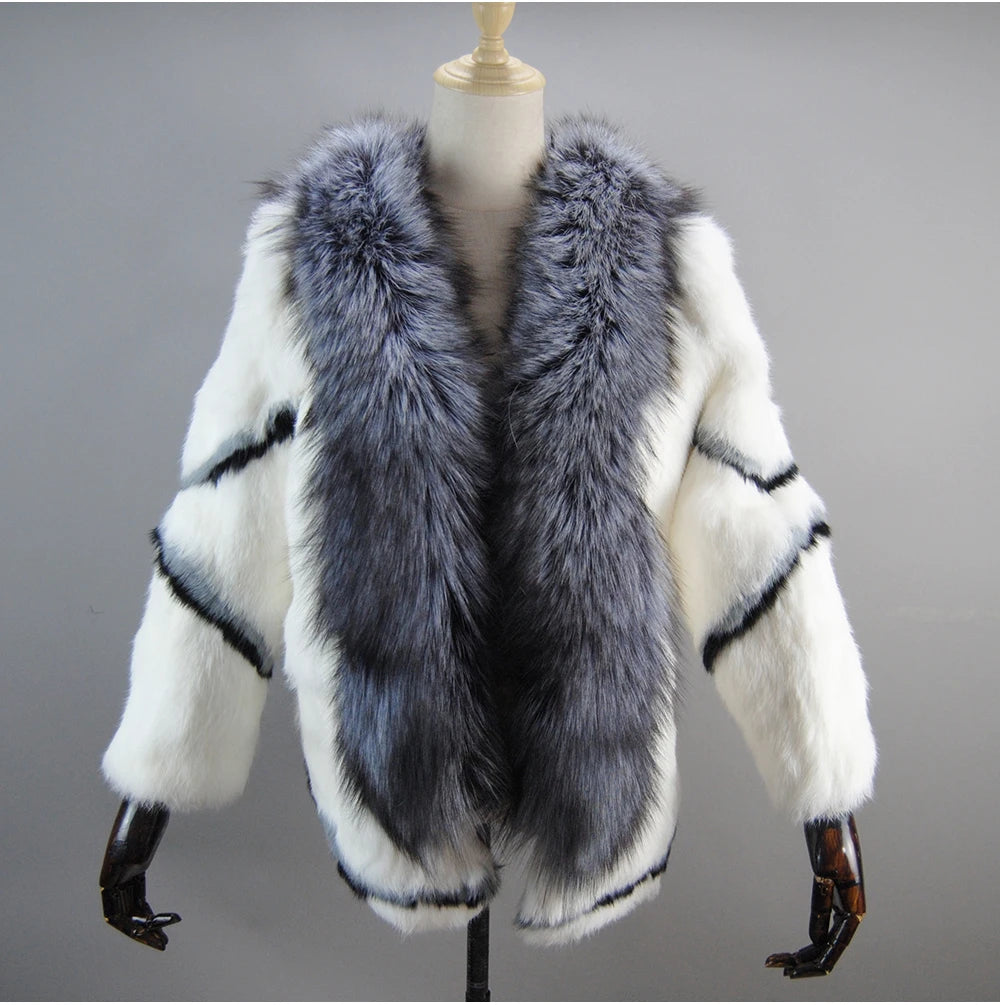 New Arrival Fashion Women Winter Full Pelt Rabbit Fur Coat in USA