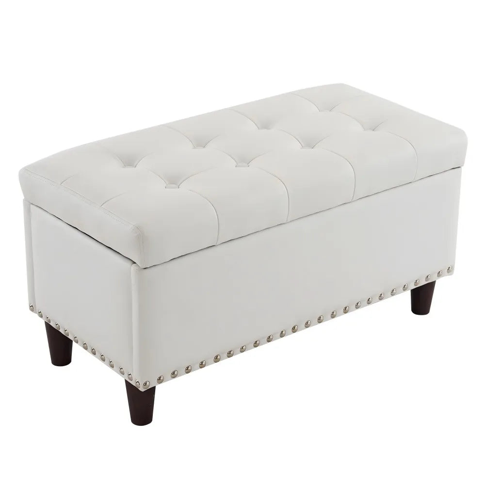 Storage Copper Nails Bedside Stool Footstool Off-White IN USA.