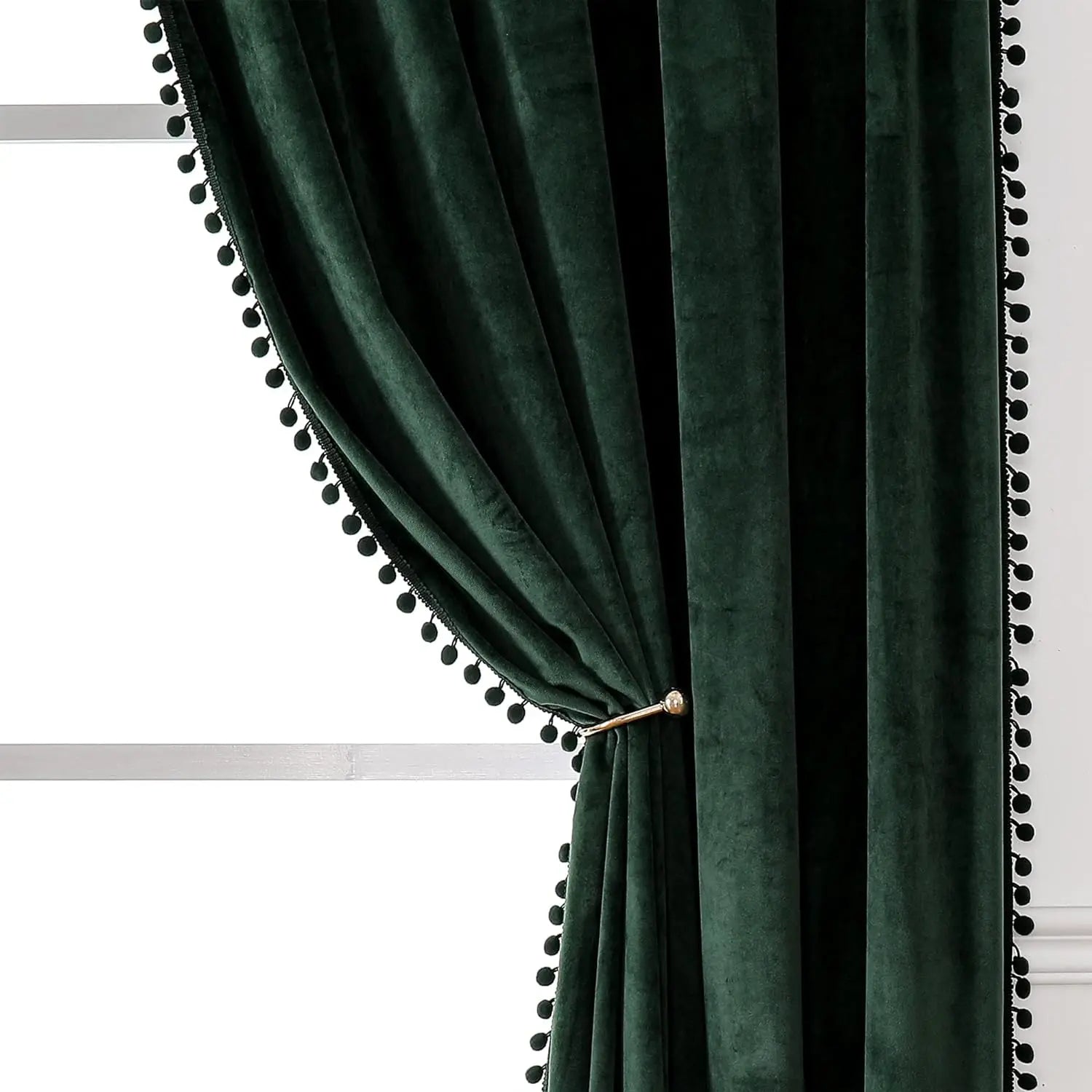 Pom Velvet Curtains for Bedroom, Blackout Curtains in USA