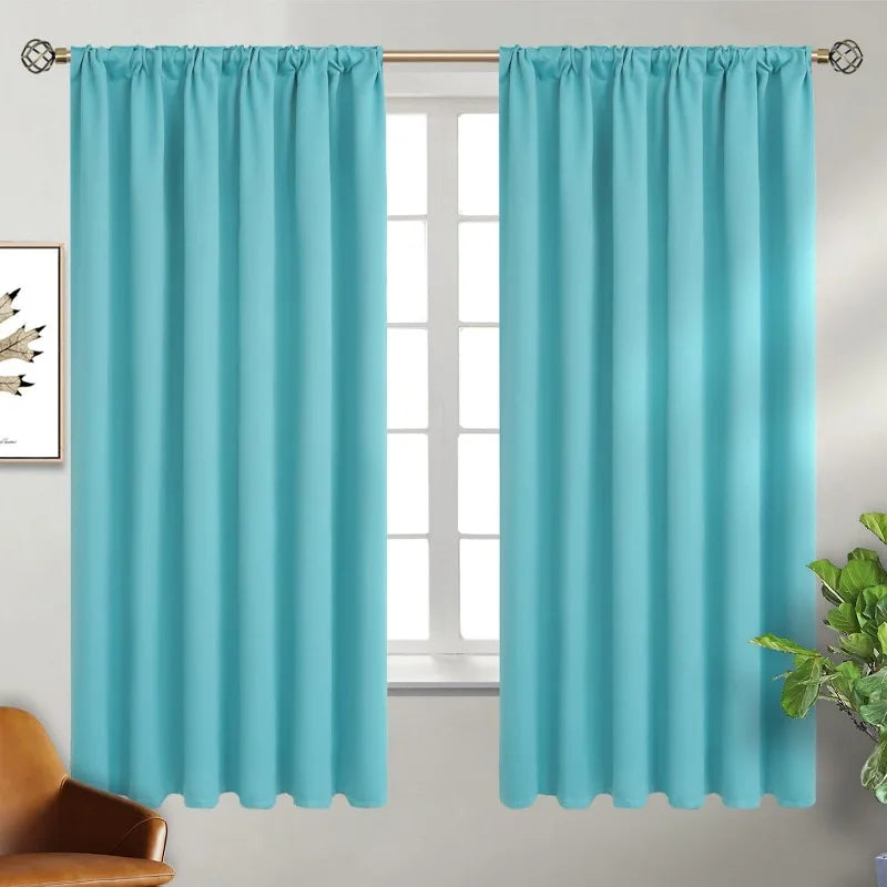 Navy Blue Elegant Blackout Curtains Rod Pocket in USA