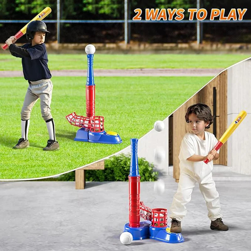 Tee Ball Set toy Baseball Tee including balls Step on Pitching Machine in USA