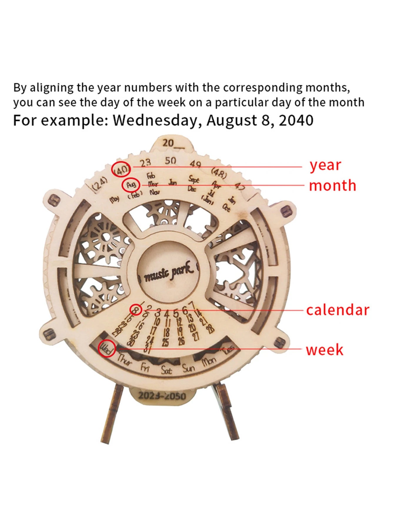 Wooden Puzzle Perpetual Calendar Mechanical Gears Toy in USA