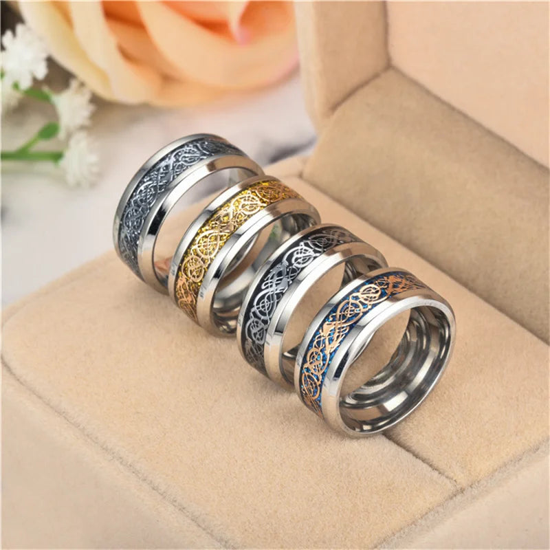 Punk Viking Dragon Black Tungsten Wedding Ring Set in USA