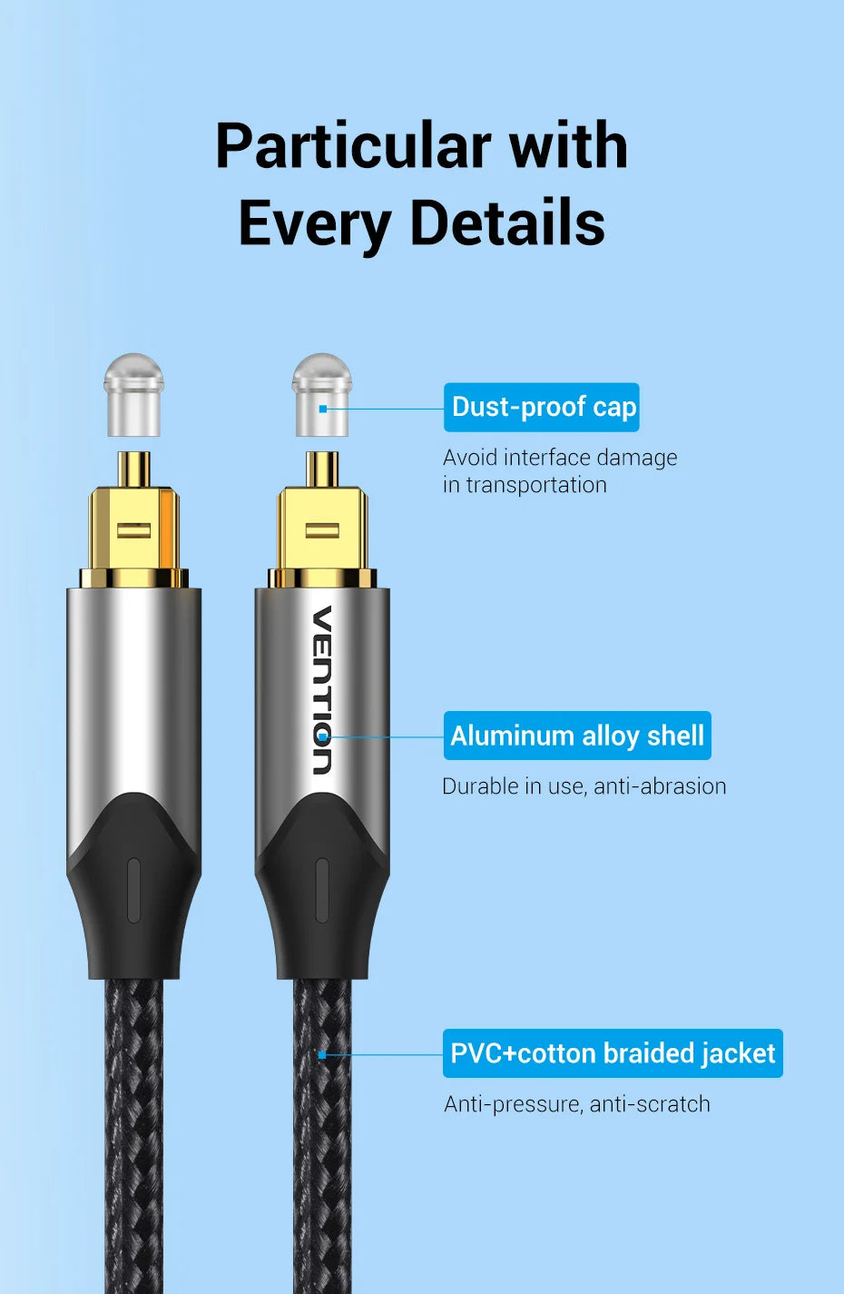 Vention Digital Optical Audio Cable Toslink Coaxial Cable in USA.