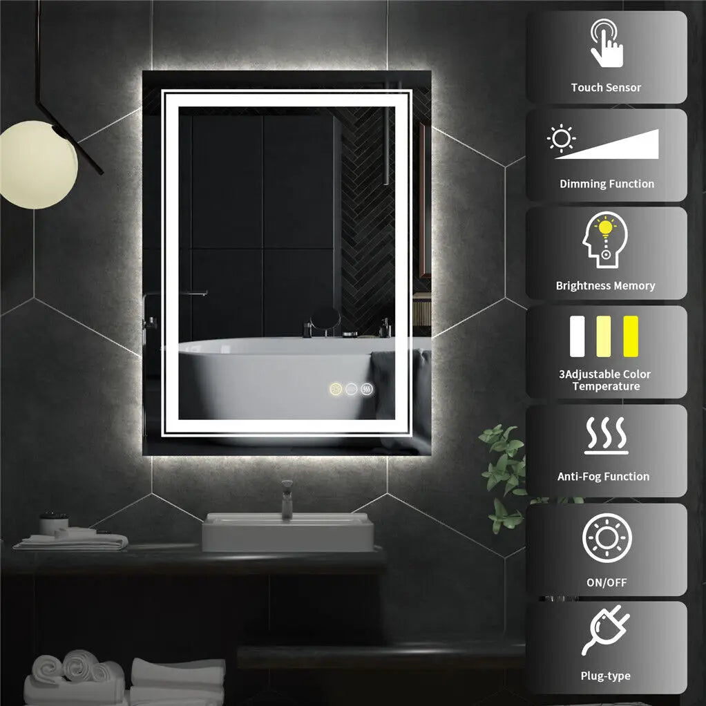 LUVODI Dual Lights Crystal Clear LED Bathroom Mirror