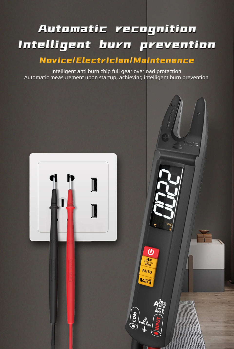 BSIDE Digital Clamp Meter Fork DC AC Professional 100A Ammeter Pliers 