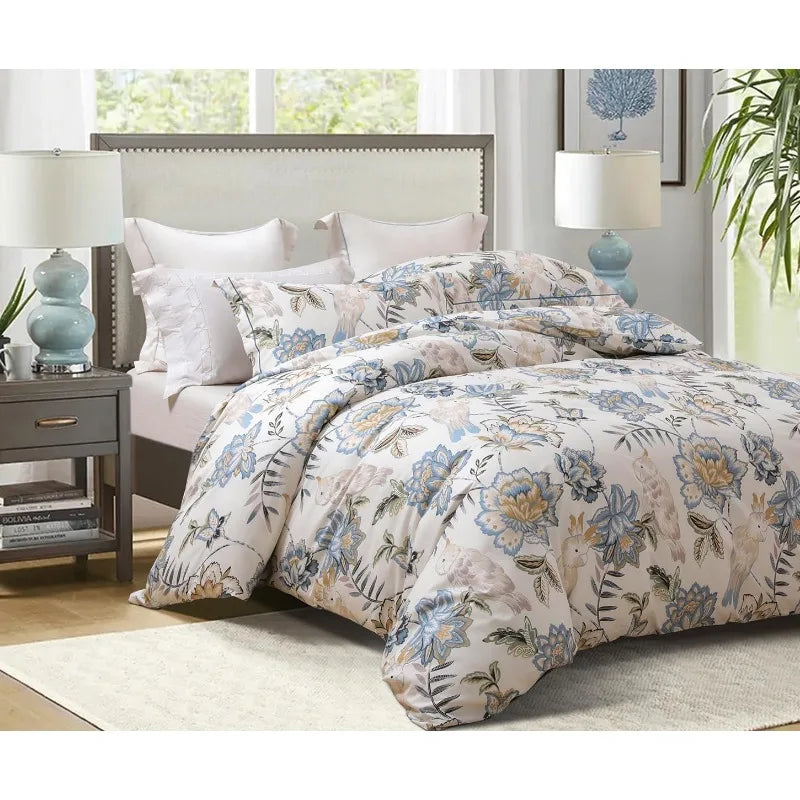 Duvet Cover, Thread Count Cotton Printed Luxury Floral Comforter