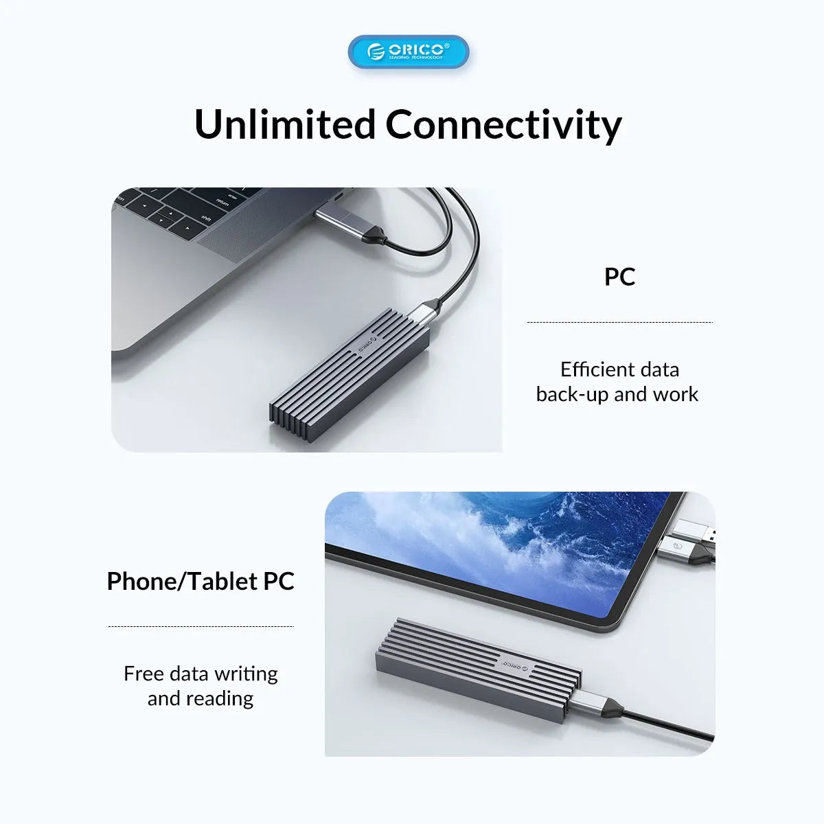 ORICO Upgraded Aluminum M.2 NVMe SSD Enclosure 10Gbps PCIe in USA.