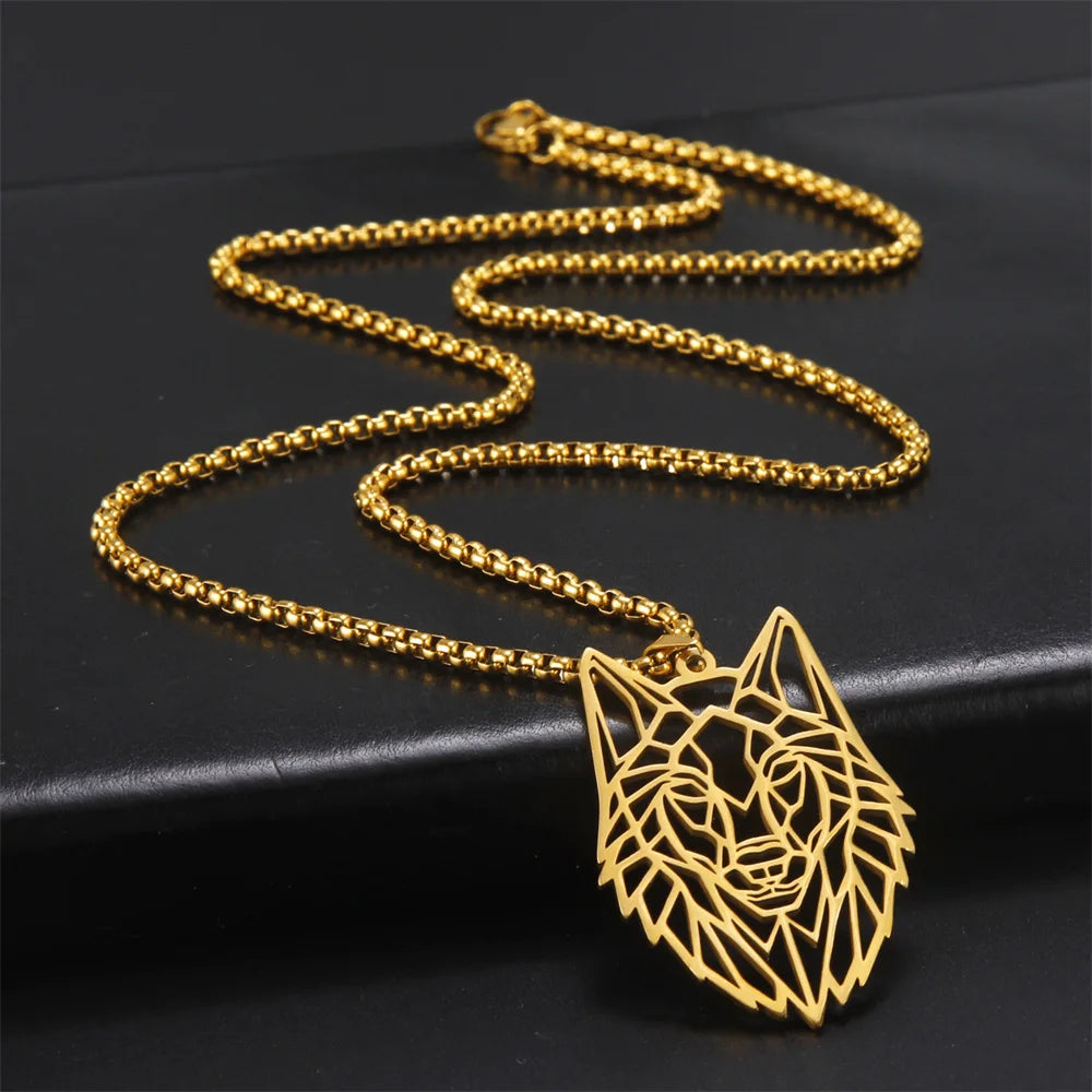 My shape Wolf Necklace Men Women Stainless Steel in USA