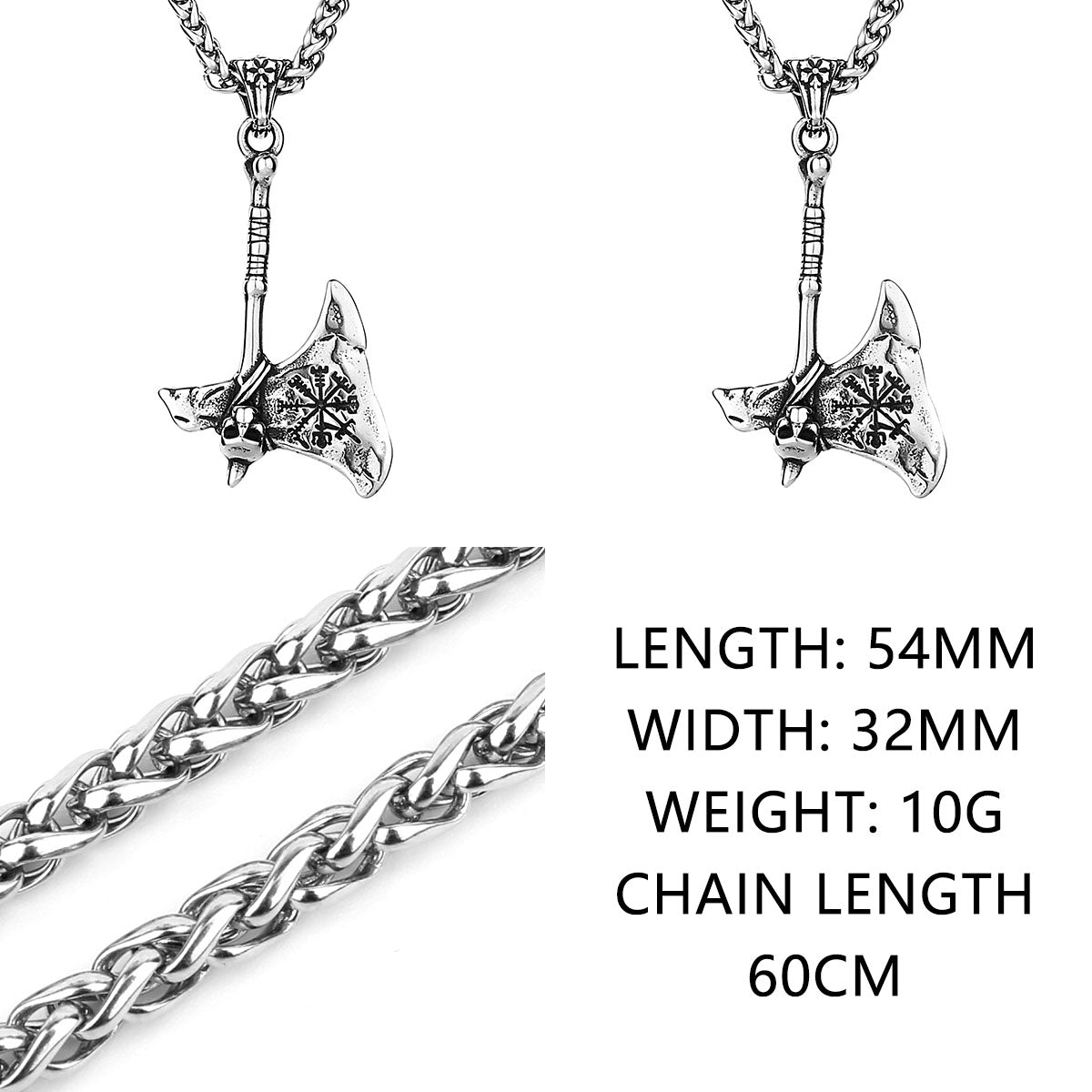 Stainless Steel Viking Axe Pendant Necklace Men's Celtic Valknut in USA