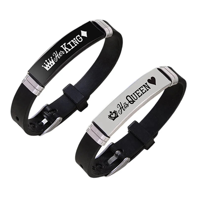 His Queen Trendy Sport Silicone Couple Bracelet in USA