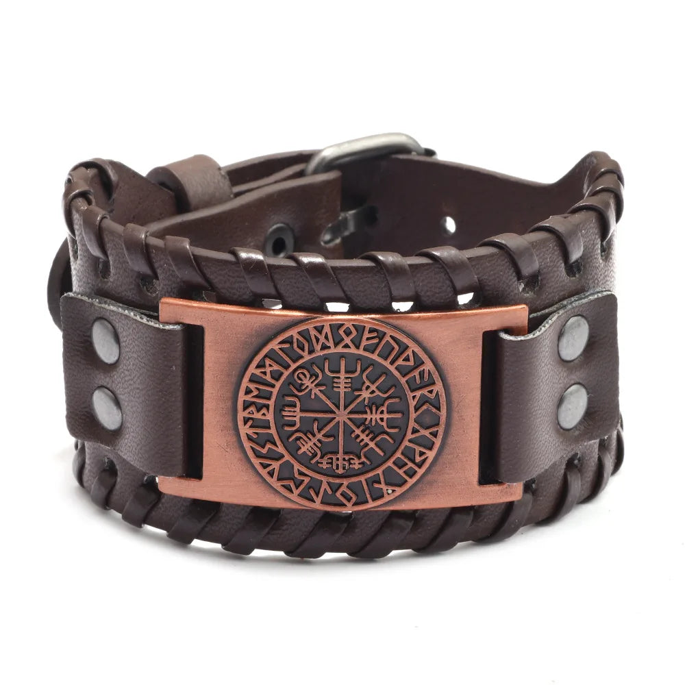 Leather Pirate Compass Bracelet Men's Bracelet in USA