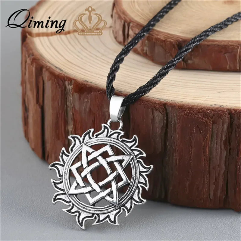 Viking Valknut Pendant Men's Necklace Women Round Pagan in USA