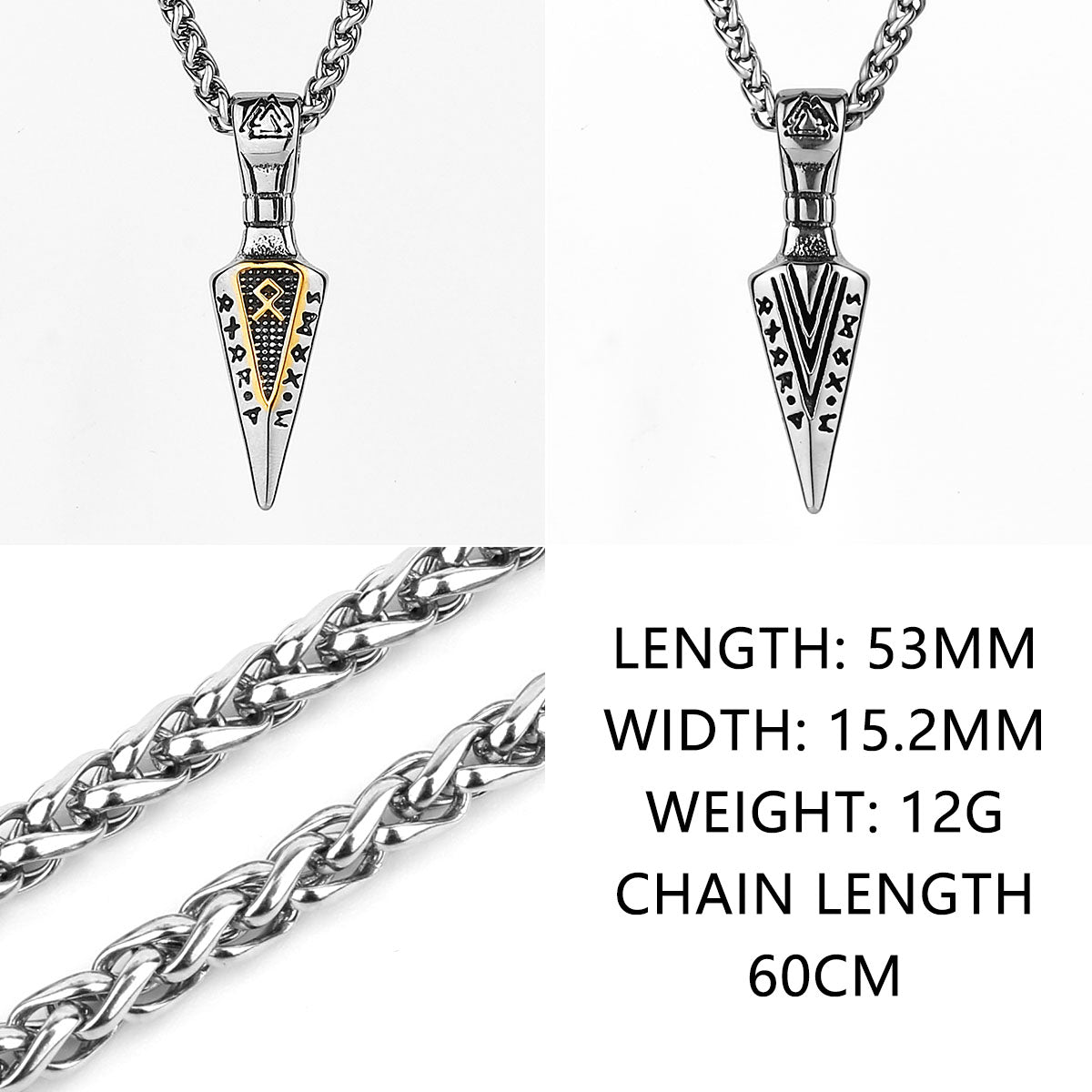 Stainless Steel Viking Axe Pendant Necklace Men's Celtic Valknut in USA