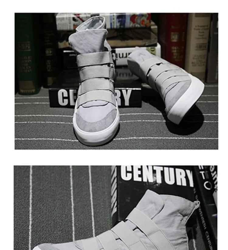 High Top Men Shoes Flats Slip On Casual Shoes Male Canvas in USA