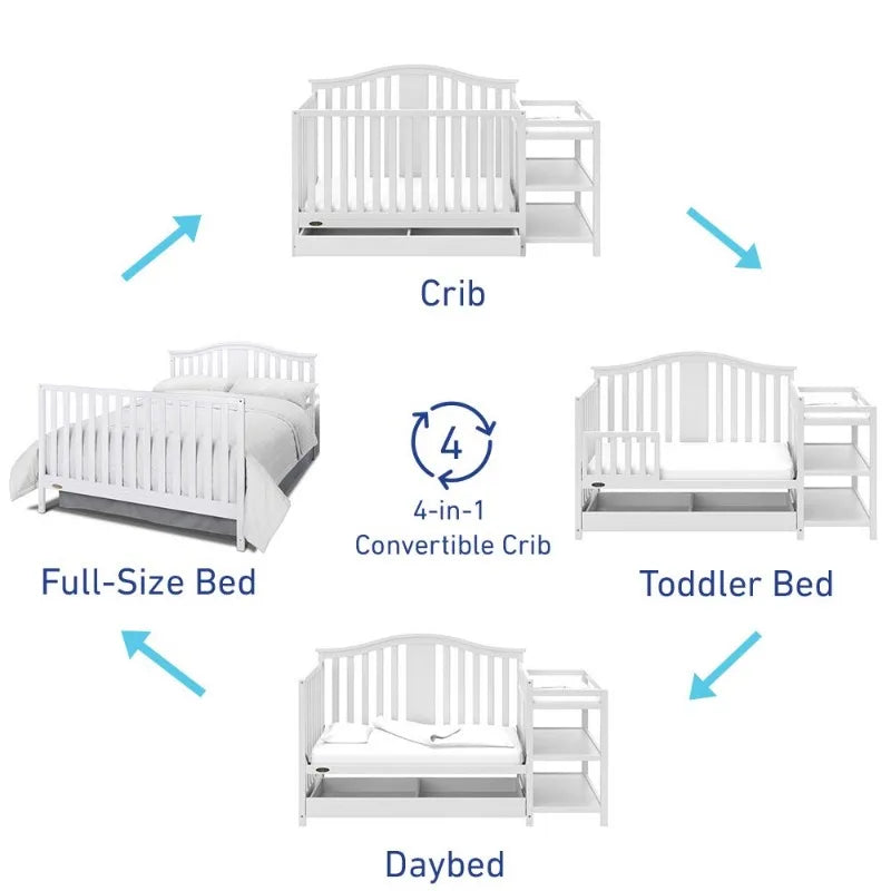 Convertible Crib Changer with Drawer (White) in USA