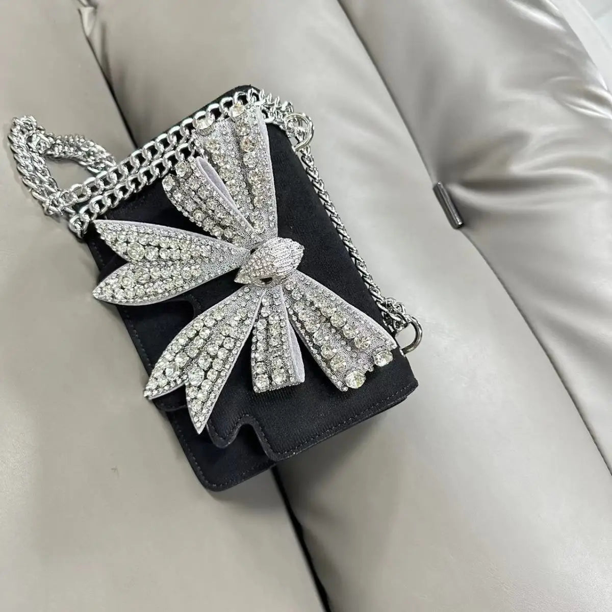 KURT GEIGER LONDON Diamond Studded Bow Bag Fashion in USA