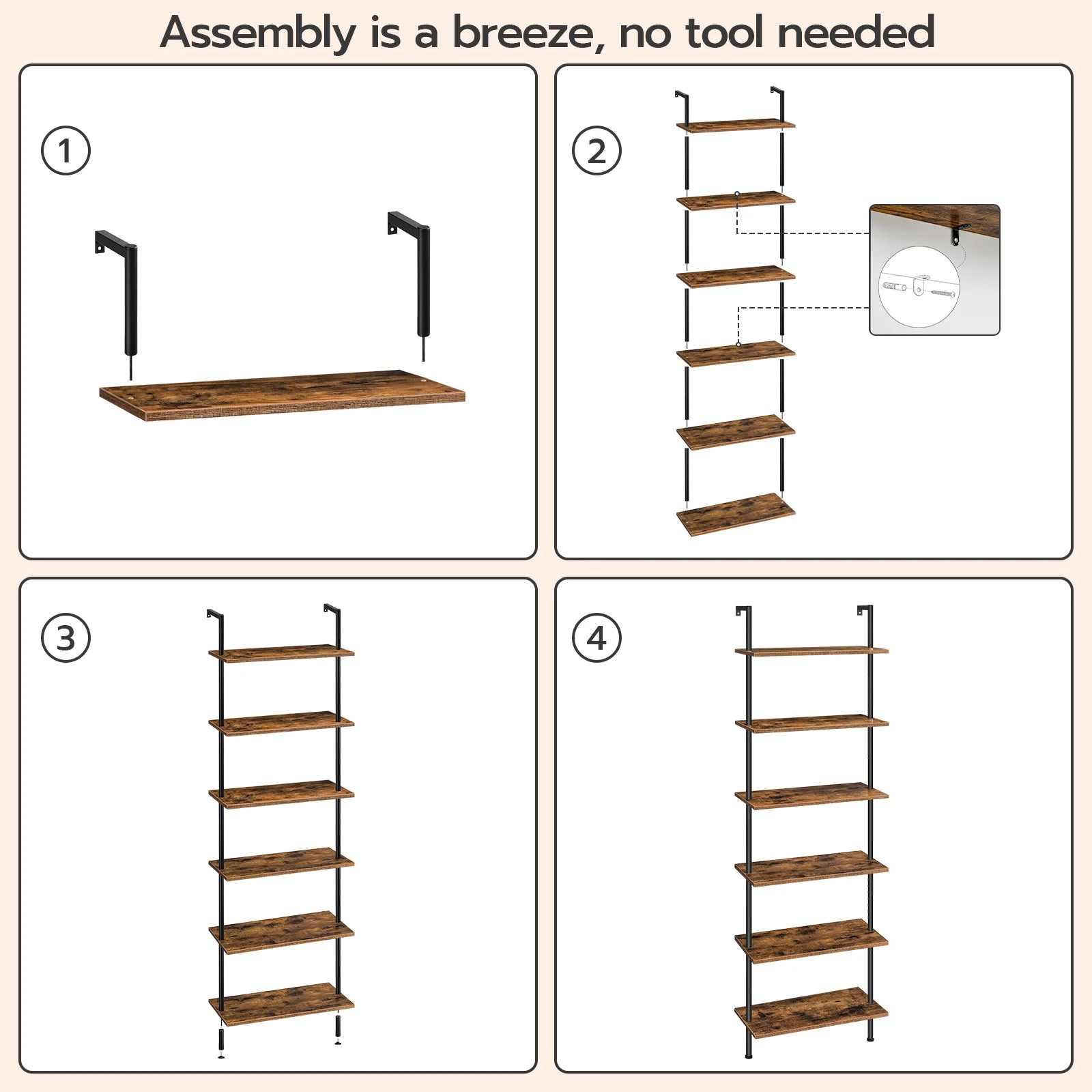 DIY Wall Mounted Bookshelf, Office Vertical Bookcase, IN USA.