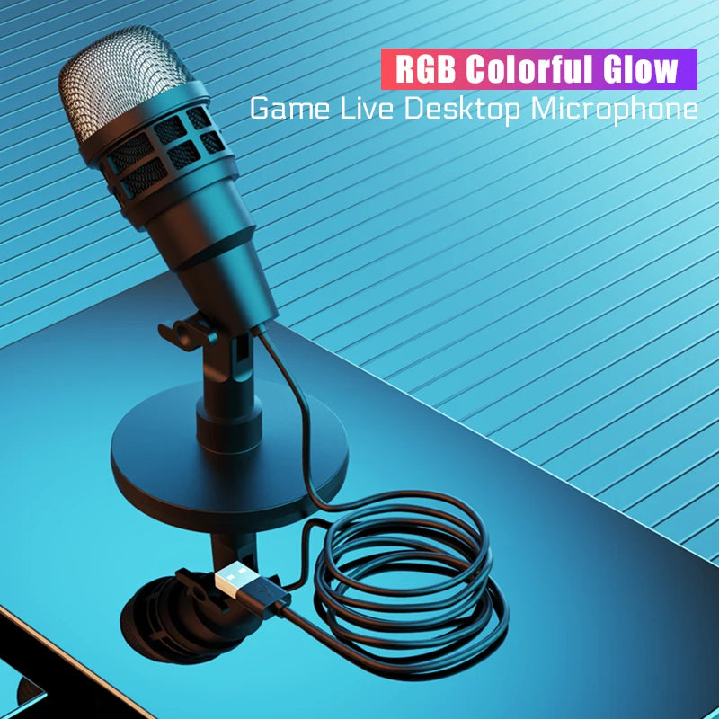 USB Condenser Microphone With RGB, Microphone For Podcasting in USA.