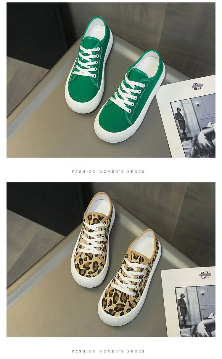 Stylish Leopard Print Sneakers Women Spring Chunky Canvas Shoes in USA