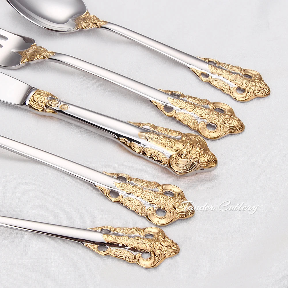 stainless steel Gold Cutlery Set Vintage Western Dinnerware