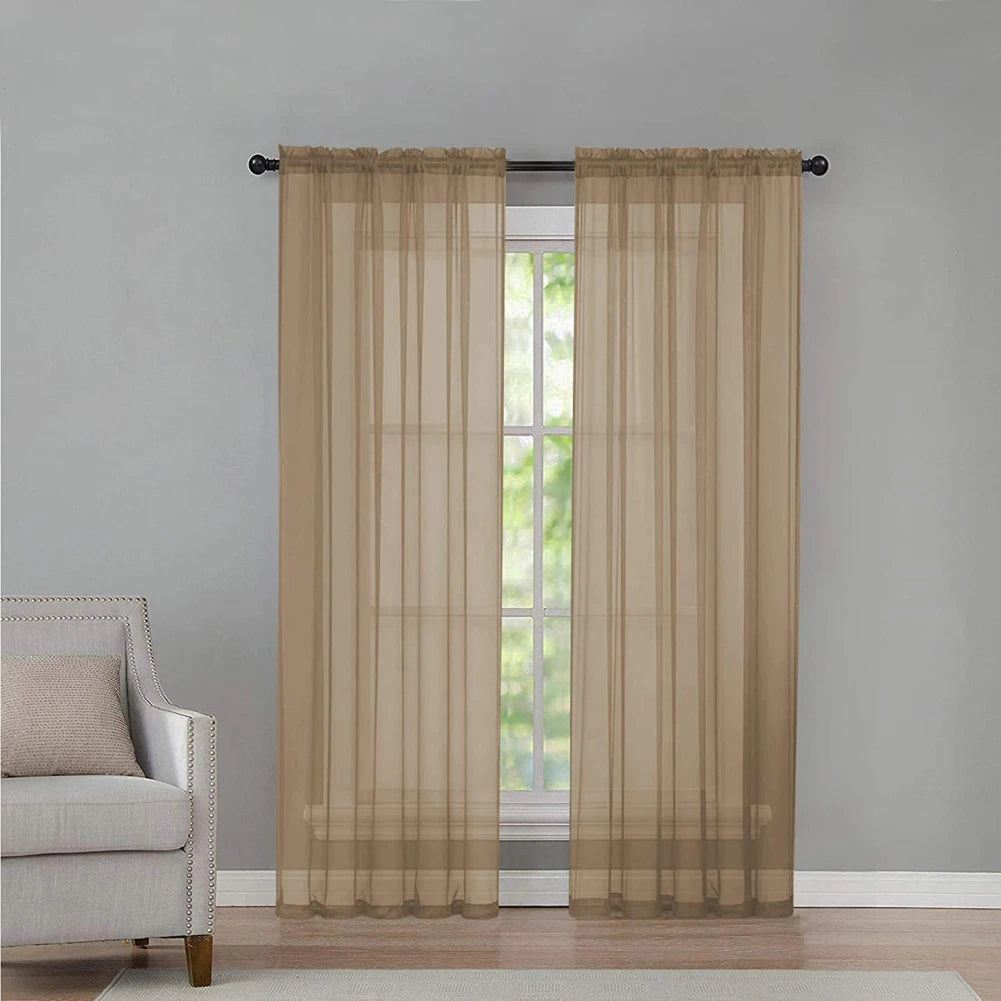 Soild Color Sheer Curtains Semi Transparent Voile Grommet in USA