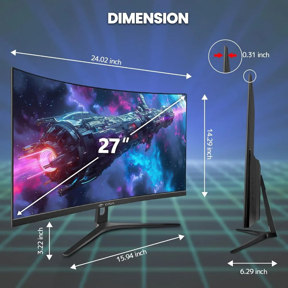 Curved Gaming Monitor, Full HD VA Panel Computer Monitor in USA.