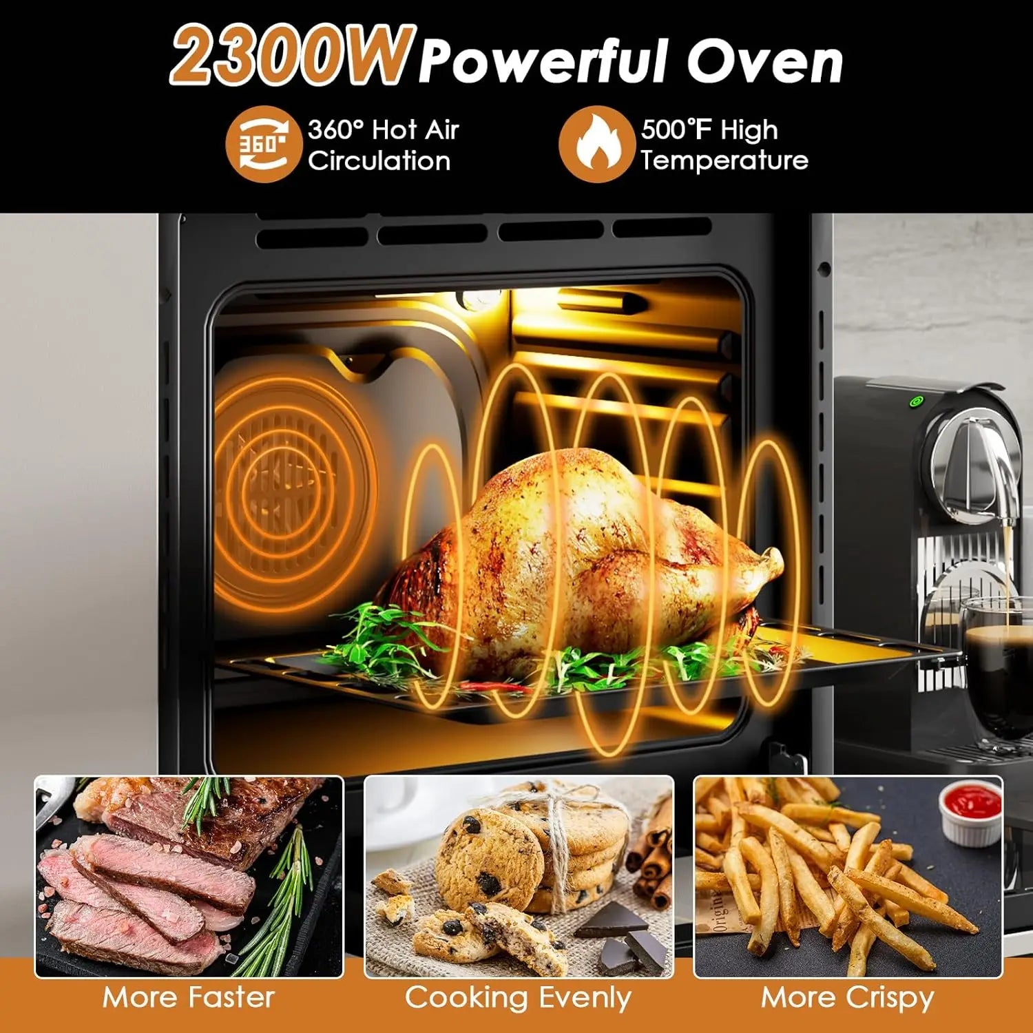 Costway 24"" Electric Single Wall Oven, Built-In Wall Oven in USA.