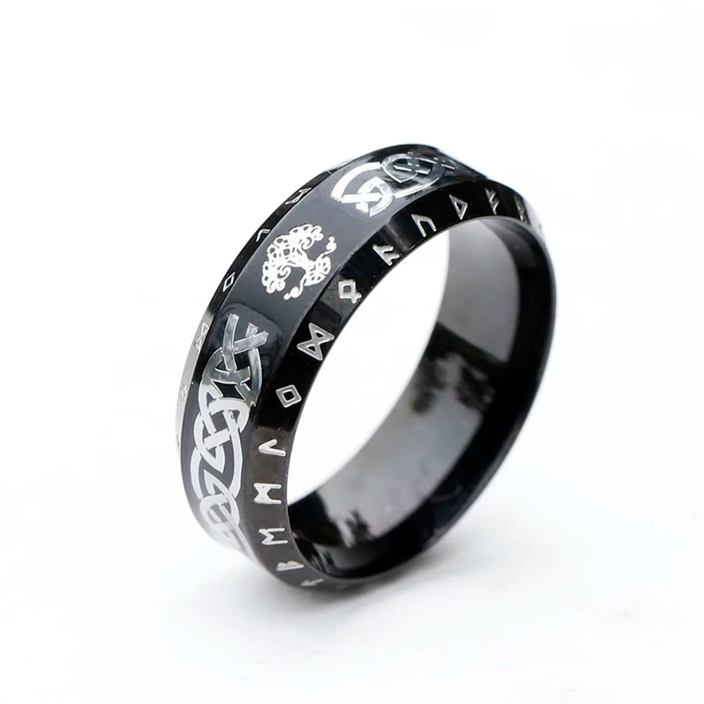 Nordic Viking Letter Fashion Simple stainles steel rune Ring in USA