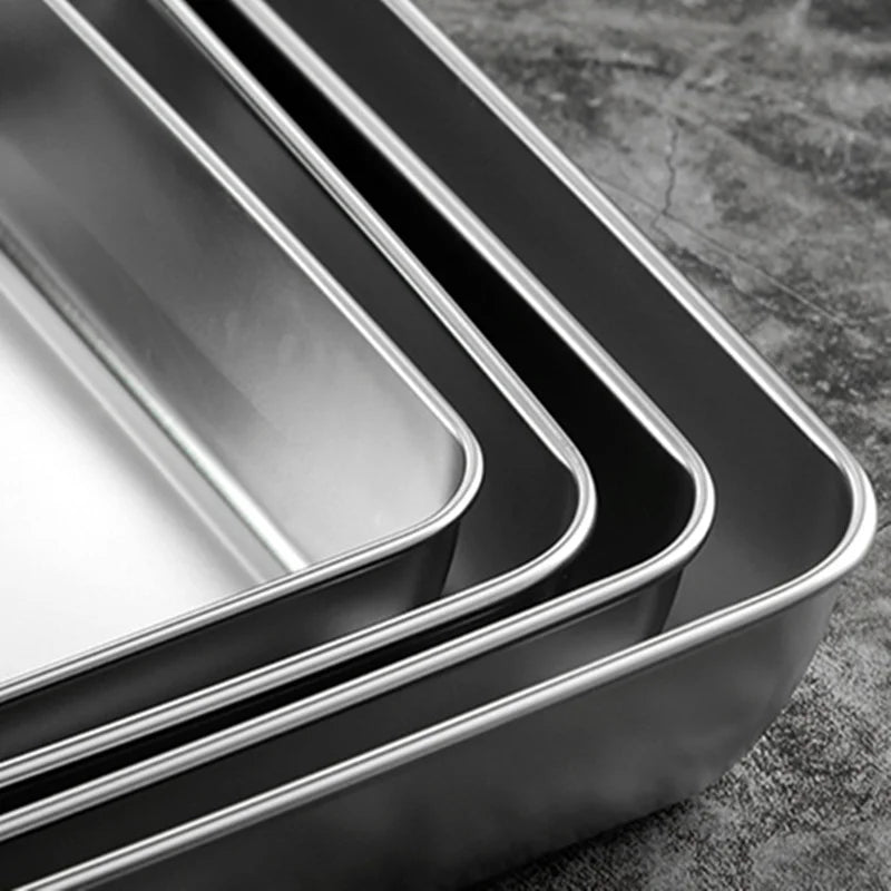 Thicken Stainless Steel Food Storage Tray Rectangular in USA.