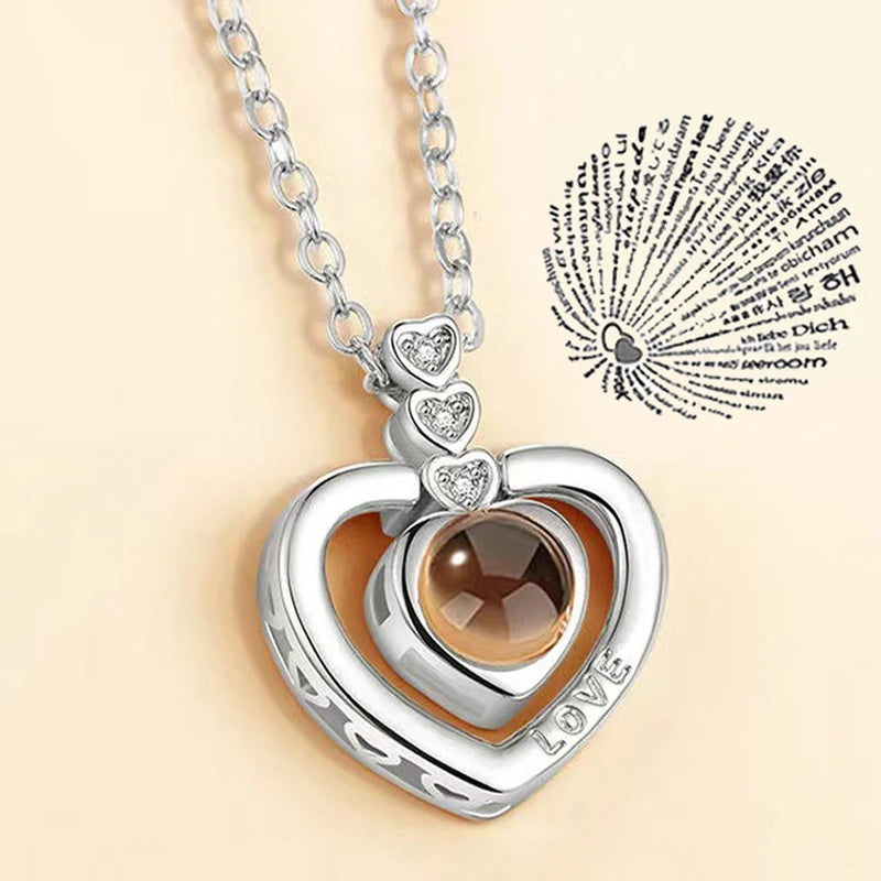 Love Heart Necklace I Love You Projection Pendant Jewelry in USA