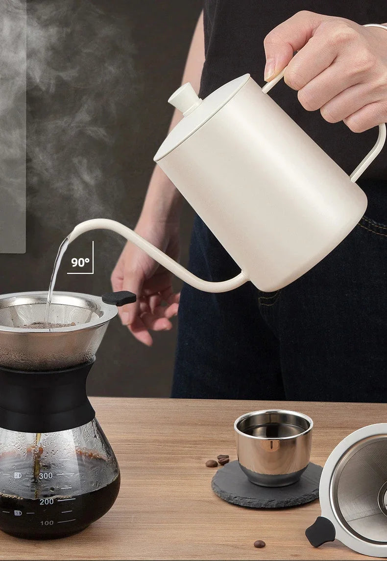 Stainless Hand Drip Coffee Hot Water Pot Gooseneck Kettle in USA.