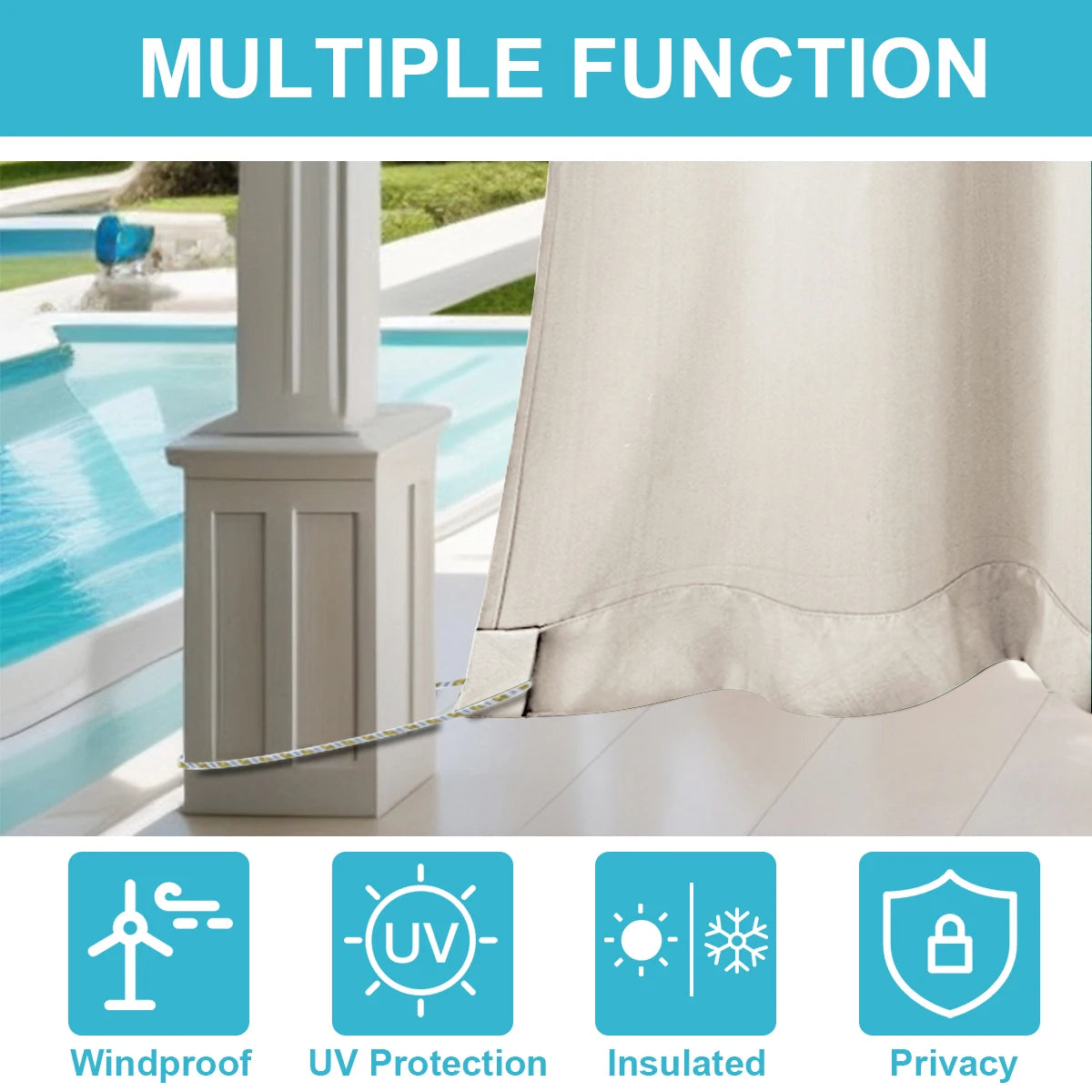 Blackout Curtains Outdoor Super Soft Thermal Insulation Curtains in USA