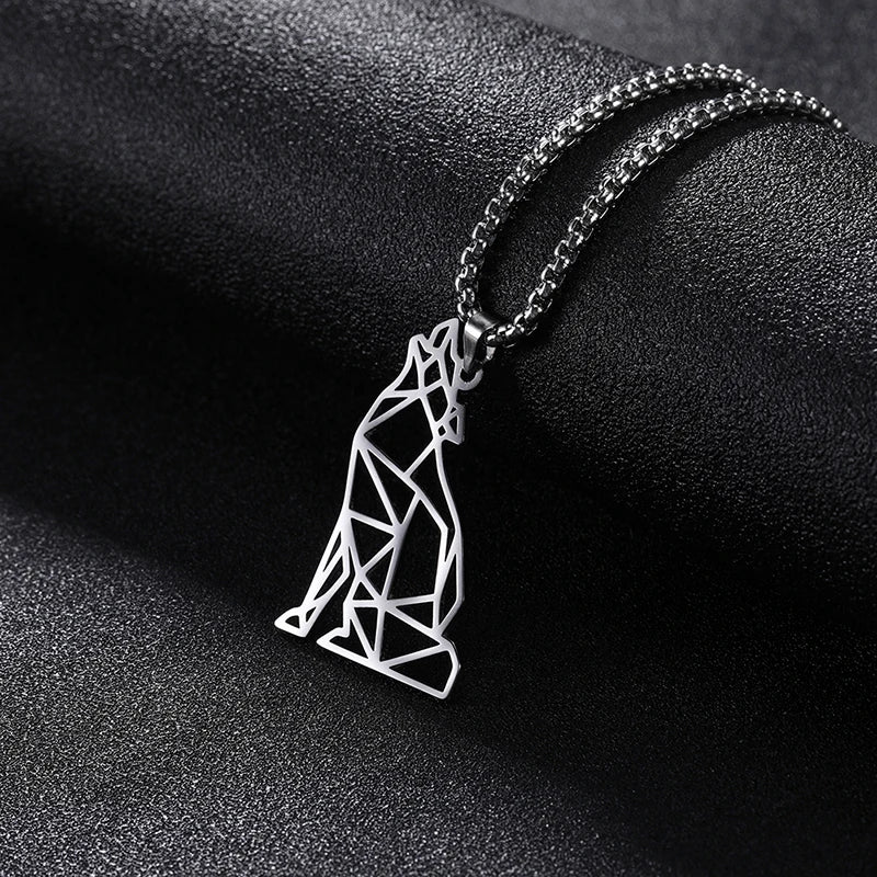 Unift Black Color Wolf Pendant Necklace Men Boy Stainless in USA