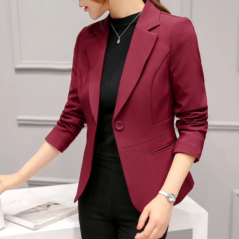 Women's Blazer Red Long Sleeve Blazers Pockets Jackets Coat in USA