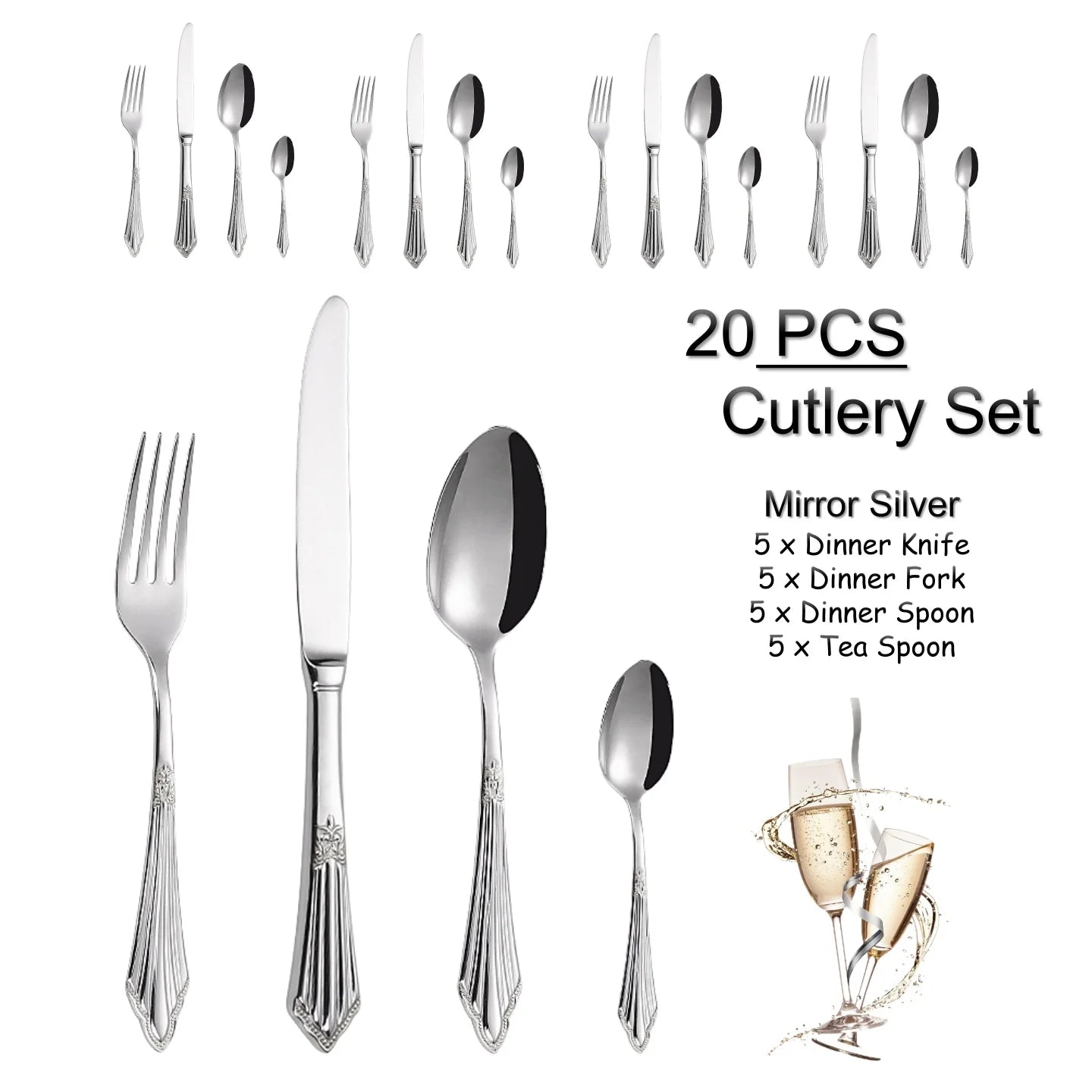 PCS Luxury Gold Plated Flatware Set Dishwasher Safe