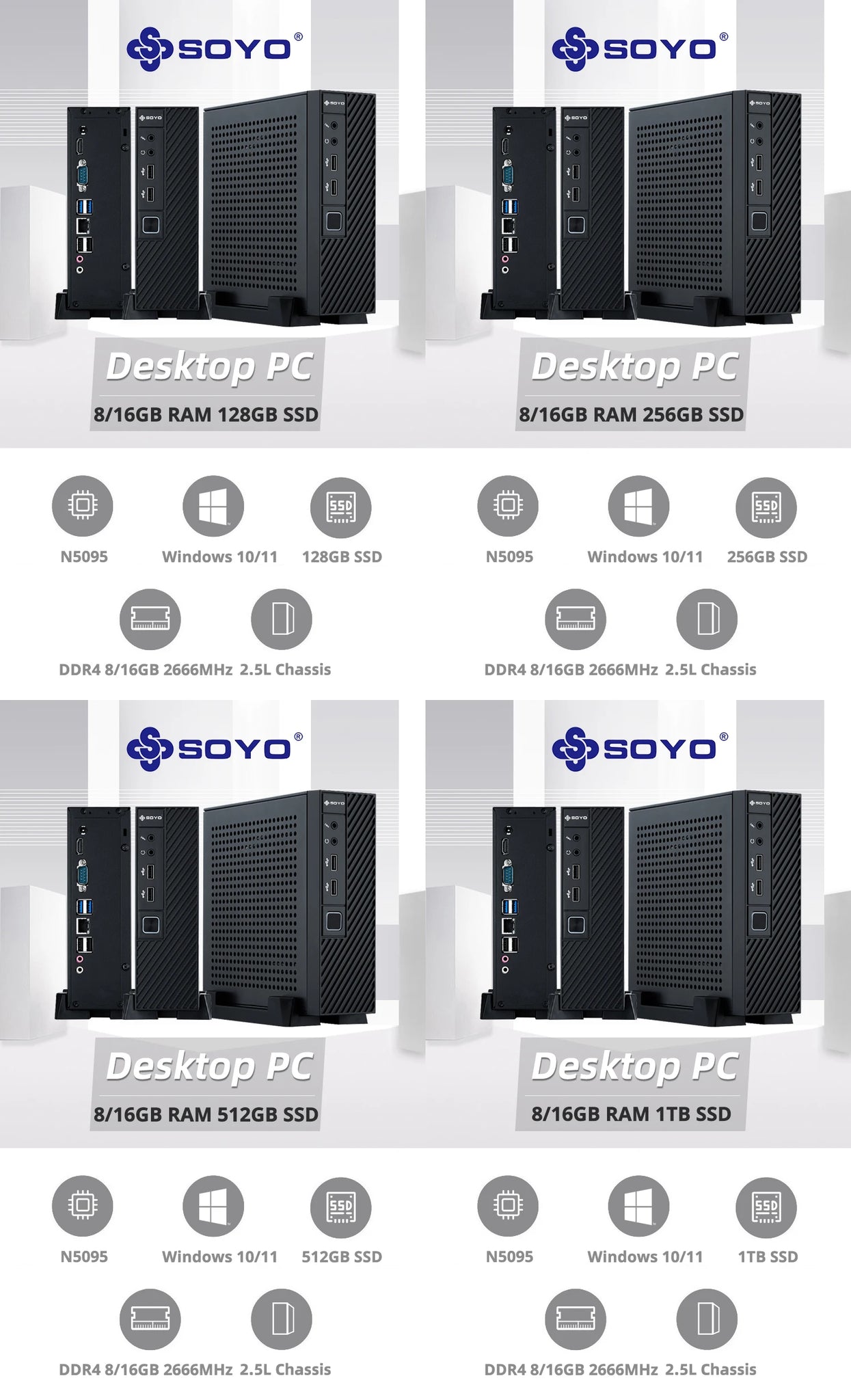 SOYO New Mini PC Intel SSD Windows HDMI Gaming Computer in USA.