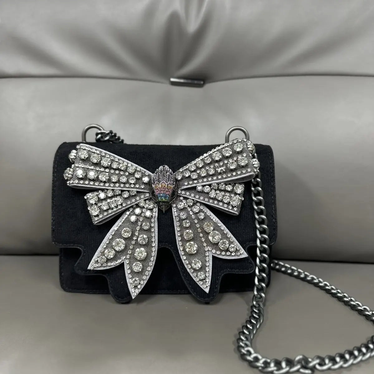 KURT GEIGER LONDON Diamond Studded Bow Bag Fashion in USA