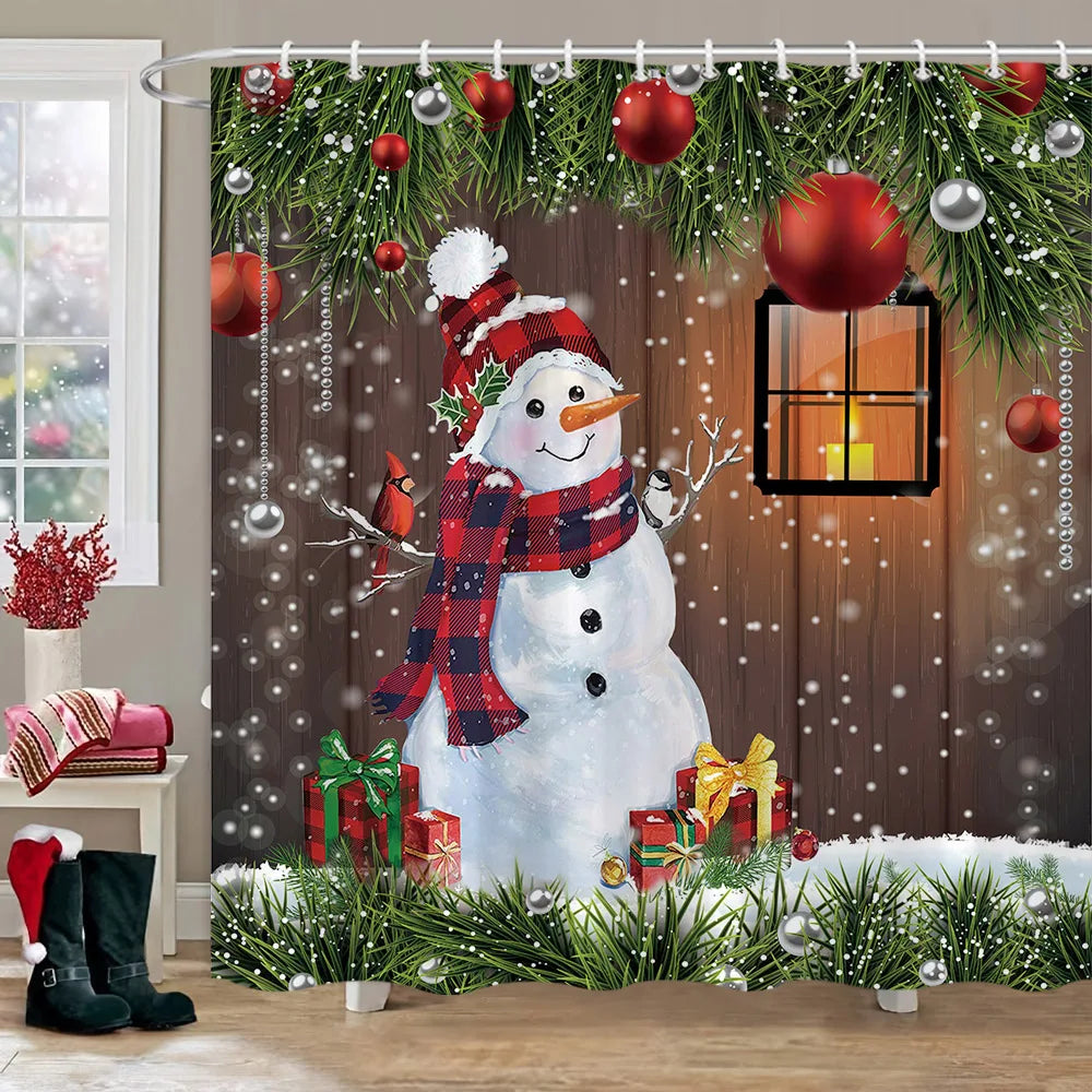 Christmas Bathroom Sets with Shower Curtain Rugs Red Truck in USA.