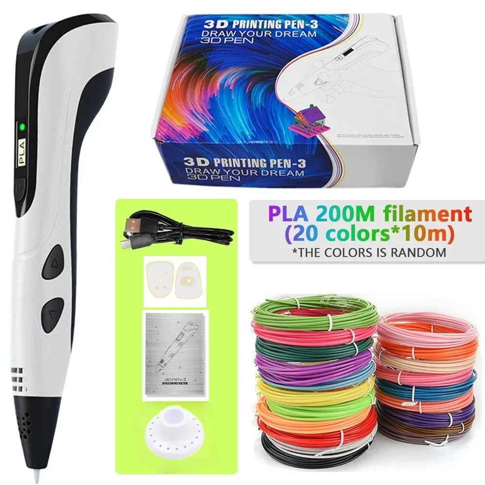 Printing Pen Set Kids Power Supply Pla Filament Travel Case in USA