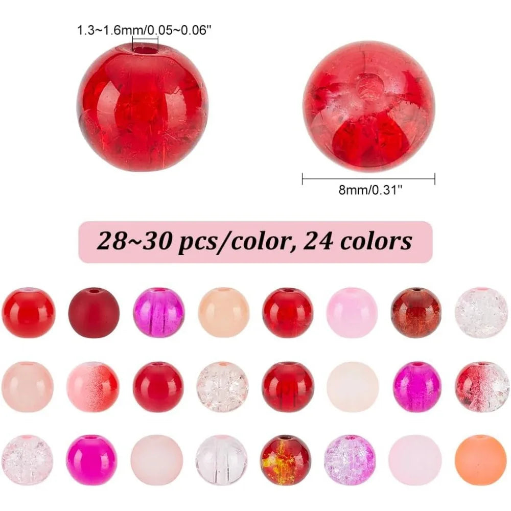 Color Red Glass Beads Valentine Beads Round Bracelet Beads in USA.