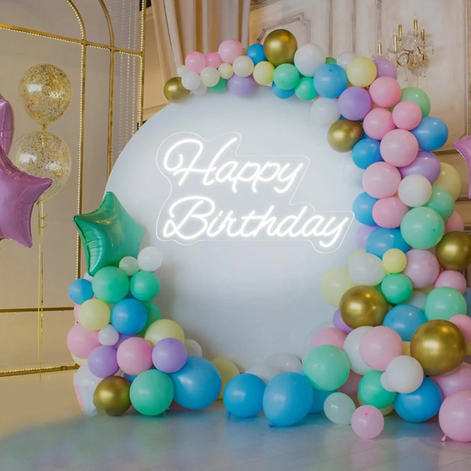 Happy Birthday Neon Sign Reusable LED Light Up Sign IN USA.